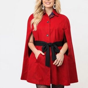 Vintage Reversible Red Tartan Plaid Wool Cape Coat | Scottish Swing Cape